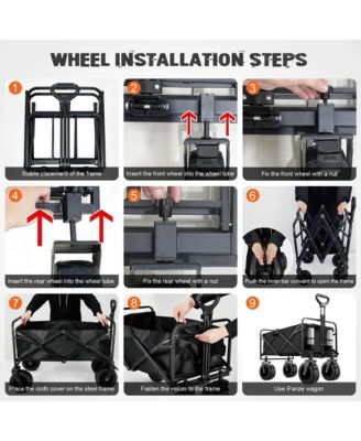 560lbs Heavy Duty Folding Garden Wagon Cart 155L Large Capacity Utility Foldable Beach Cart with All-Terrain Wheels