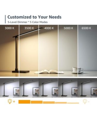 LED Desk Lamp with 9.5W 750LM Metal Touch Control , 5 Color Modes 5 Brightness Level, Eye Caring  For Reading, Crafts, School Supplies, White