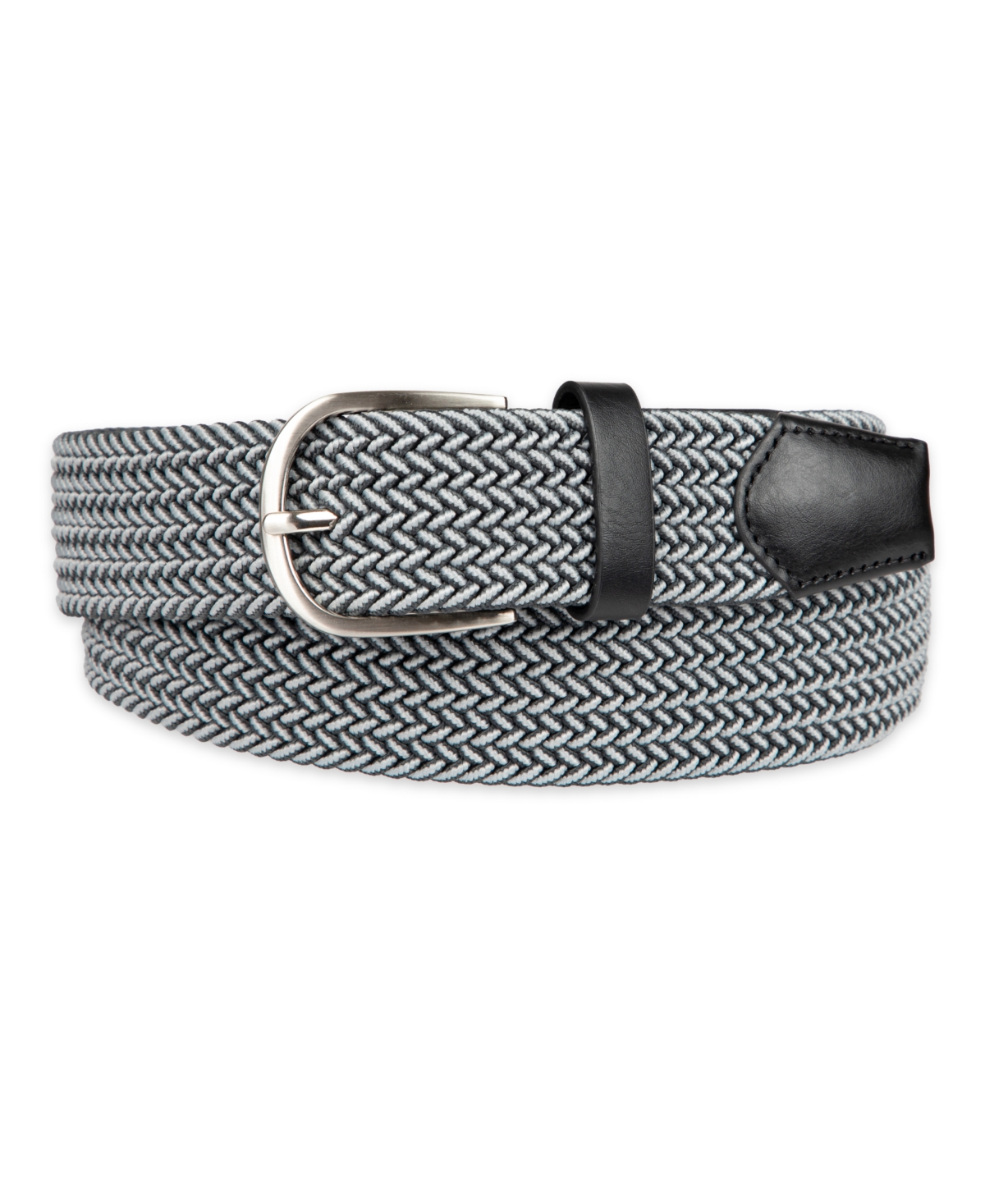 Men's Stretch Braid Belt, Created for Macy's - Grey