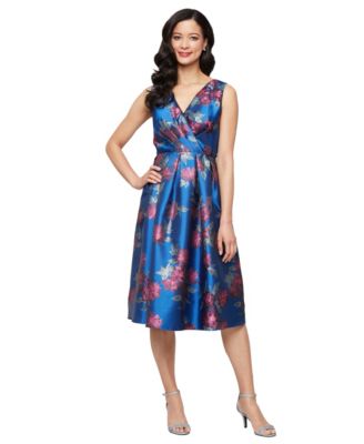 SL Fashions - Petite Metallic Jacquard A-Line Dress