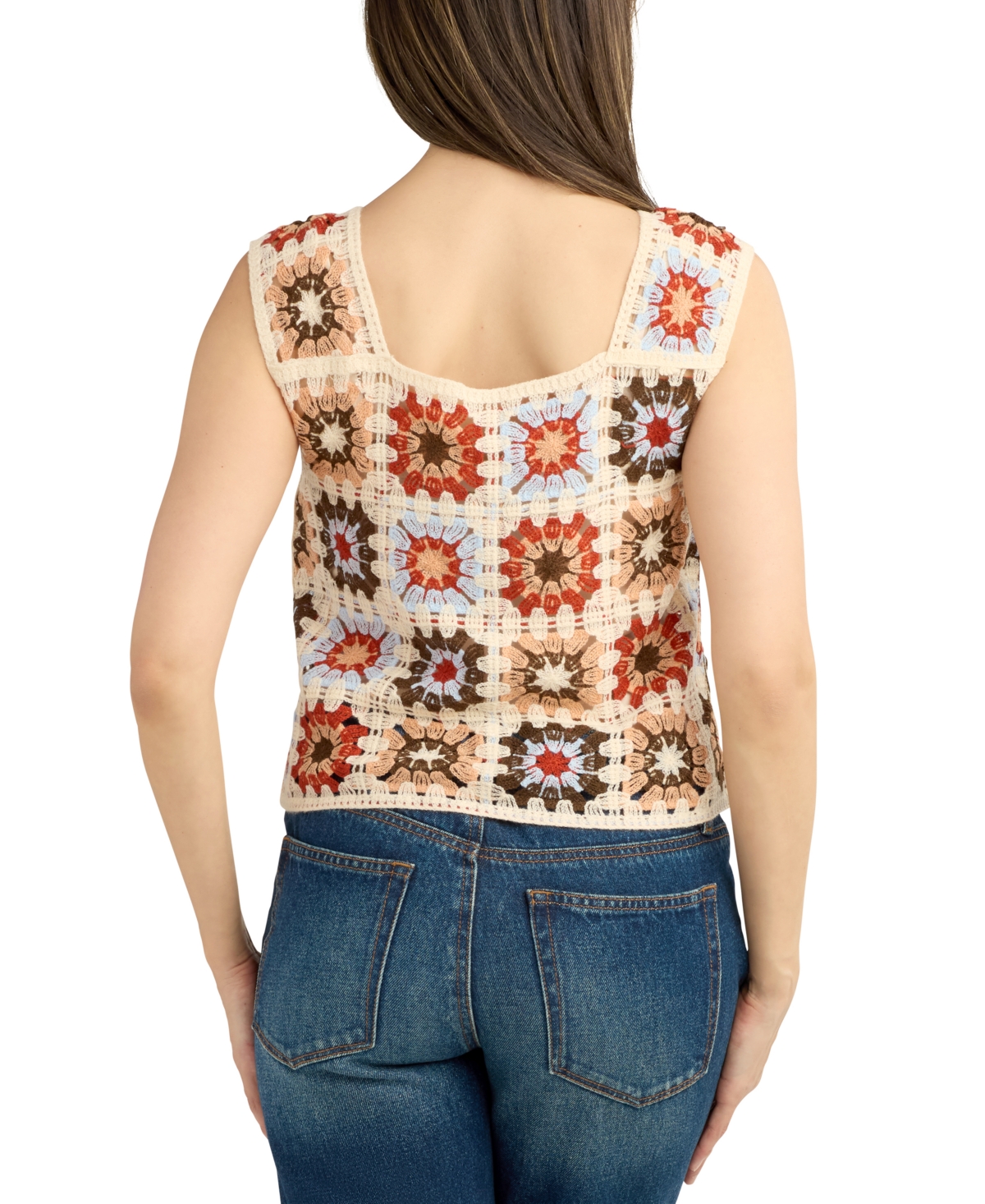 Bcx Juniors' Patchwork Square Crochet Tank In Multi