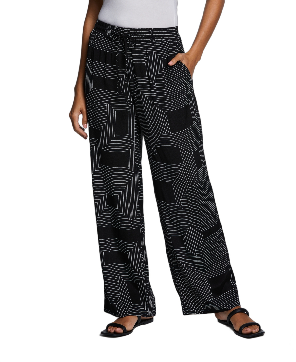 Ella Rafaella Petite Eco Fabric Pull On Wide Leg Pants