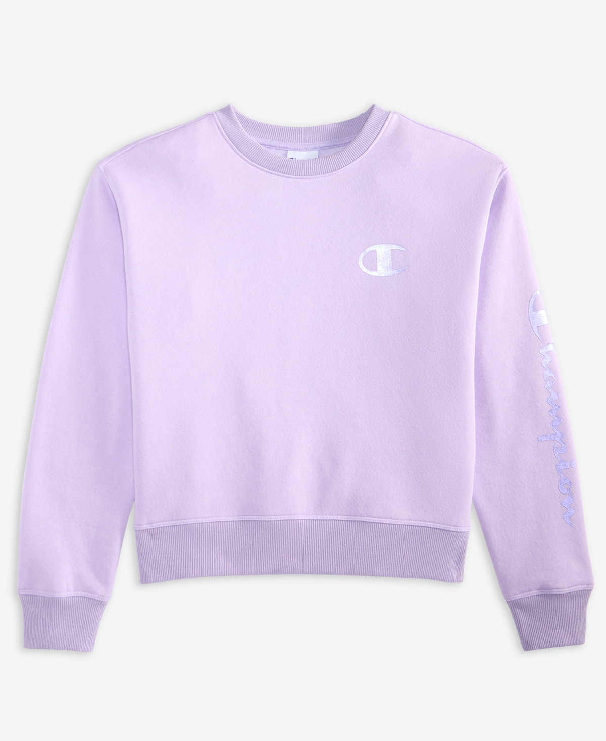 Champion Big Girls Pullover Crewneck Sweatshirt - Lavender