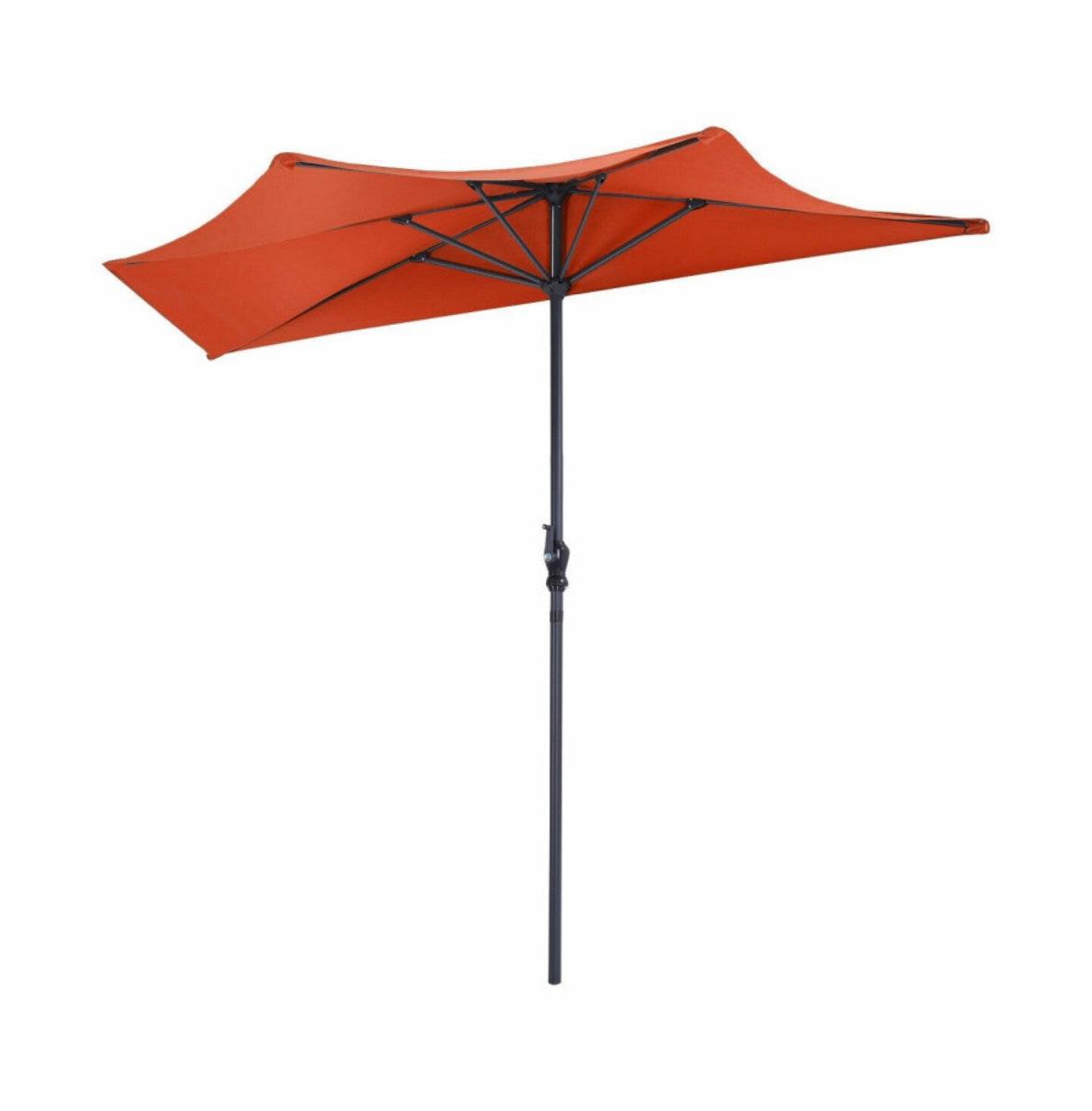 9 Feet Patio Bistro Half Round Umbrella without Weight Base - Dark red