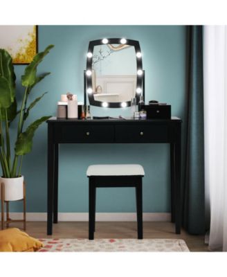 Vanity Table Set with Lighted Mirror for Bedroom and Dressing Room