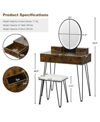 Vanity Desk with Mirror and Lights for Bedroom