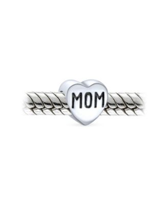 Блестящие ювелирные изделия Материнское семейное сердце, Слово Любви, Бусина-шарм для мамы, окисленное Серебро 925 пробы, подходит для европейского браслета