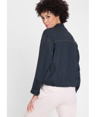 Women's Denim Jersey Bomber Jacket