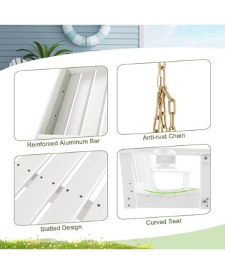 54'' HDPE Porch Swing Outdoor Patio Hanging Chair w/ Cup Holder Adjustable Chain