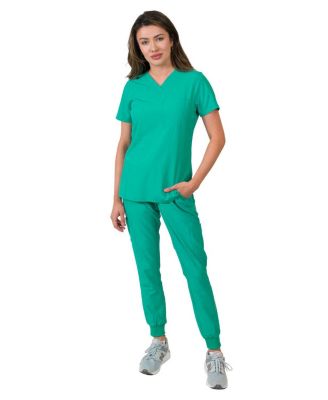 Women's 1-Pocket Top Knit Rib Cuff Jogger Pants Set