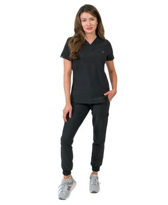 Women's 1-Pocket Top Knit Rib Cuff Jogger Pants Set
