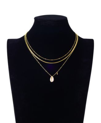 Seashell Pendant Layered Necklace Set