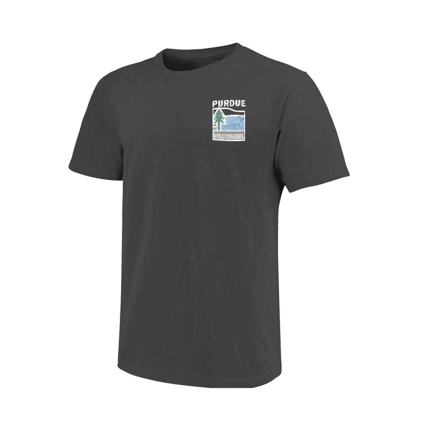 Мужская футболка Image One Graphite Purdue Boilermakers Comfort Colors Minimal Vista Distressed Graphics — фото 2