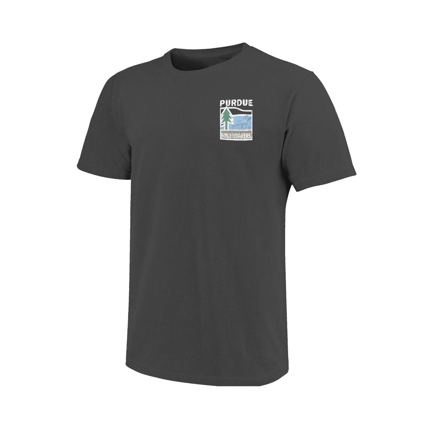 Men's Graphite Purdue Boilermakers Comfort Colors Minimal Vista Distressed Graphics T-Shirt