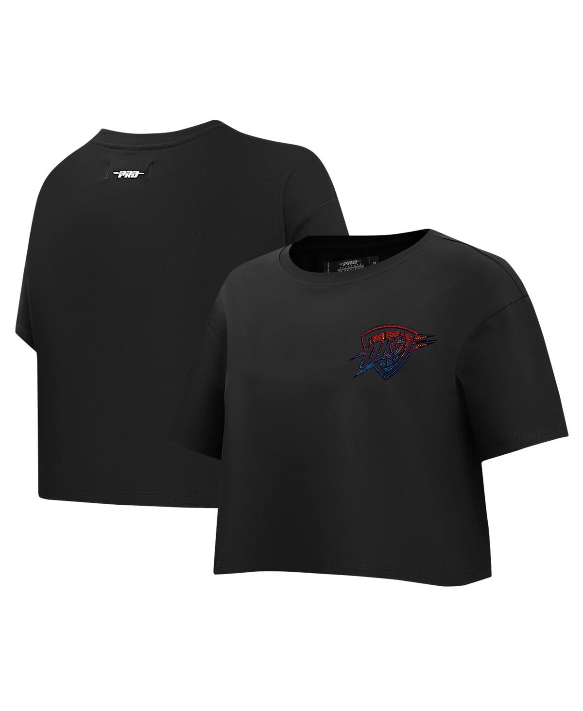 Women's Black Oklahoma City Thunder Jewels Boxy Cropped T-Shirt - Black