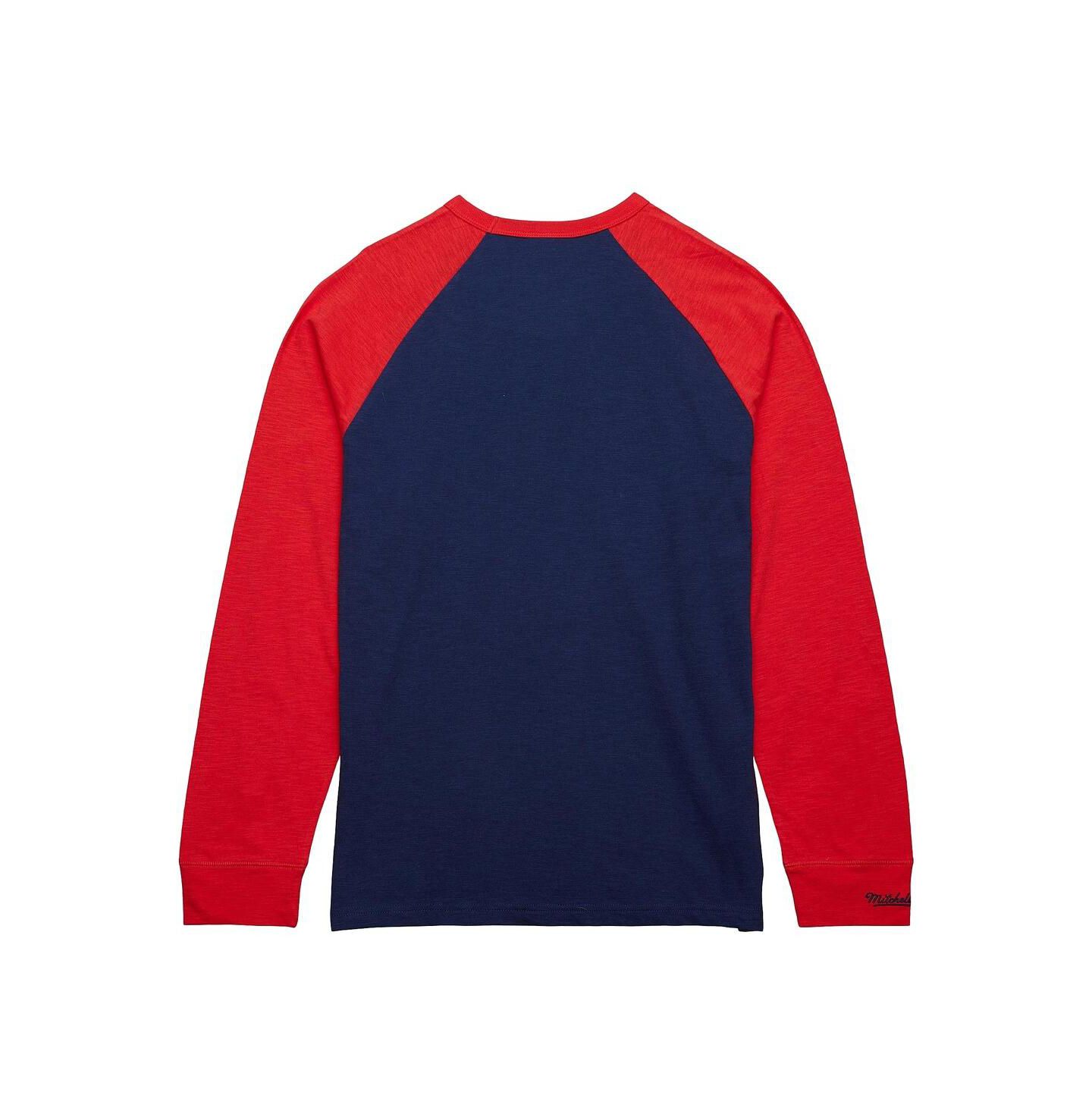 Мужская футболка Mitchell & Ness Navy/Red Washington Capitals Legendary Slub Raglan Long Sleeve — фото 2