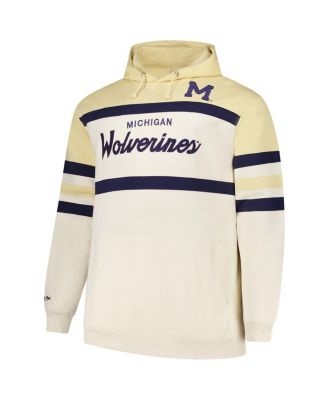 Мужская кремовая толстовка Mitchell & Ness Michigan Wolverines Big Tall Head Coach, пуловер с капюшоном