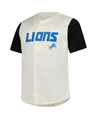 Мужская винтажная футболка Fanatics Big Tall кремового цвета Detroit Lions с коротким рукавом на пуговицах