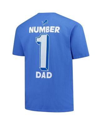 Мужская синяя футболка Fanatics Detroit Lions Big Tall Number One для папы фанатиков