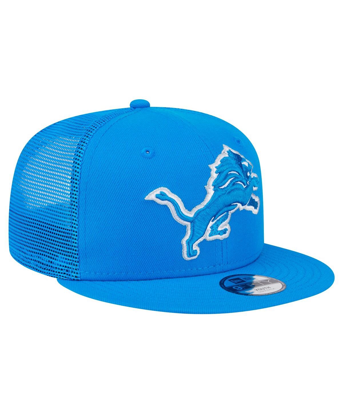 New Era Big Boys And Girls Blue Detroit Lions Main Trucker Snapback Hat In Blue