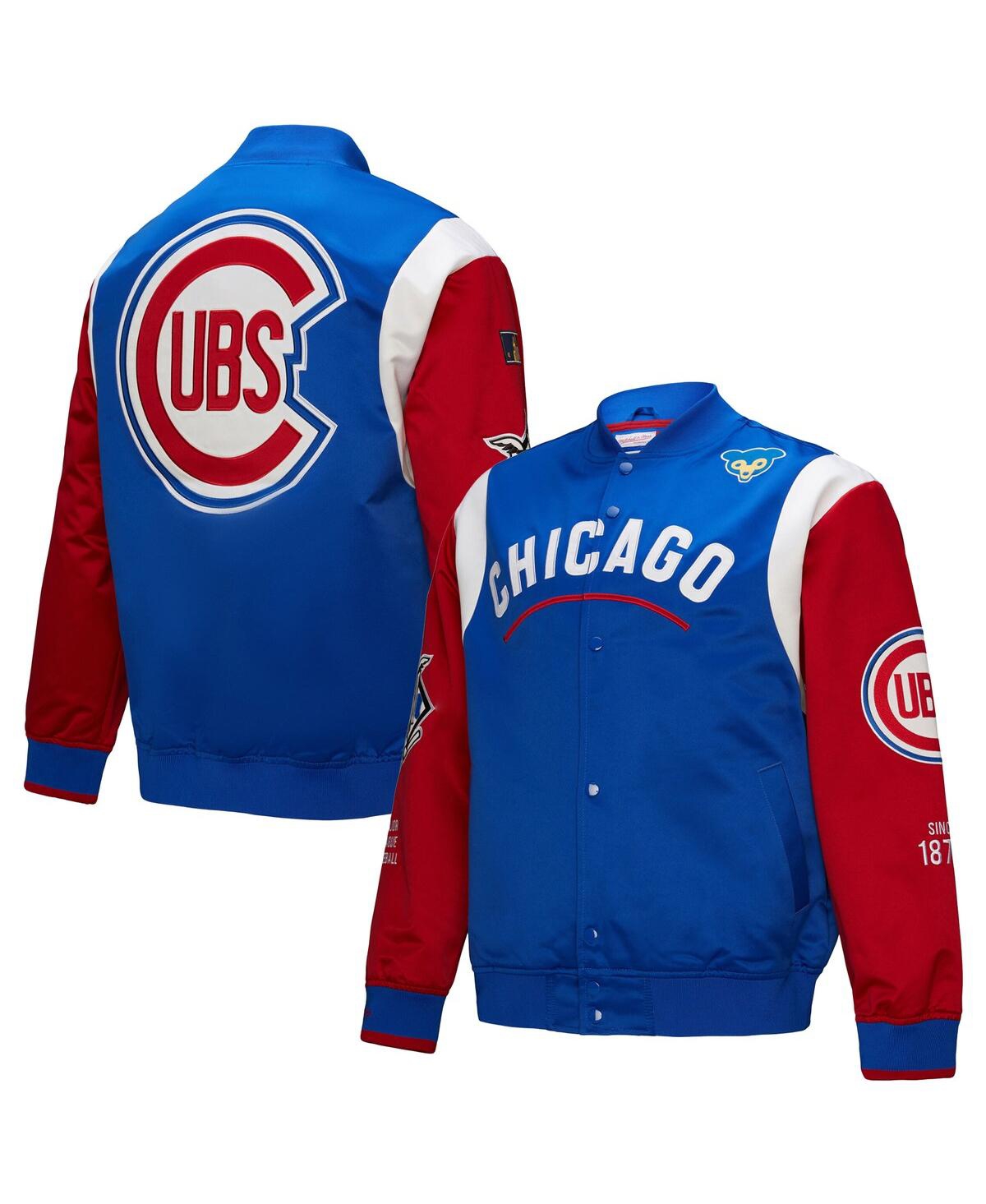 Men's Royal/Red Chicago Cubs Cooperstown Collection Team Origins Satin Full-Snap Jacket - Royal