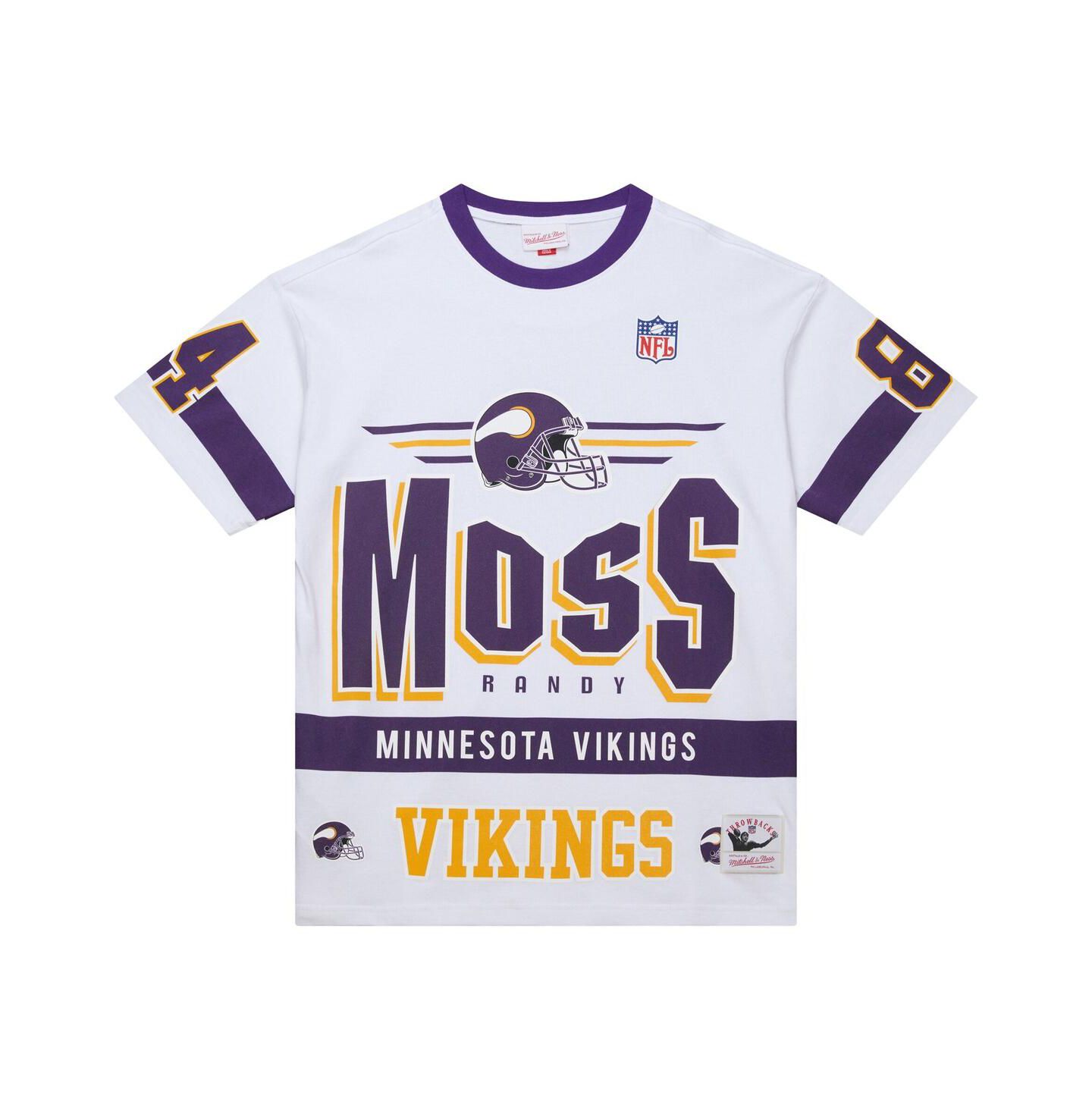 Мужская футболка Mitchell & Ness Randy Moss White Minnesota Vikings Name & Number Team Origins Vintage Logo — фото 2