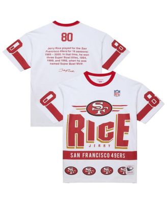 Mitchell & Ness - Men's Jerry Rice White San Francisco 49ers Name Number Team Origins Vintage Logo T-Shirt