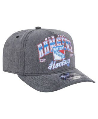Men's Charcoal New York Rangers Throwback Washed A-Frame Pre-Curved 9FIFTY Snapback Hat