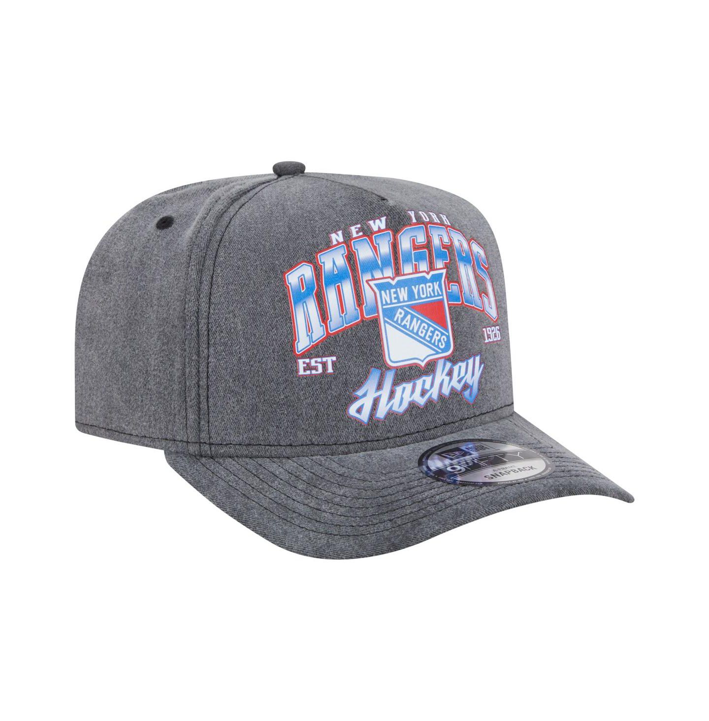 Мужская кепка New Era Charcoal New York Rangers Throwback Washed A-Frame Pre-Curved 9FIFTY Snapback Hat — фото 3