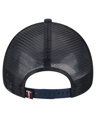 Men's White/Navy Minnesota Twins Distressed 9FORTY A-Frame Adjustable Trucker Hat