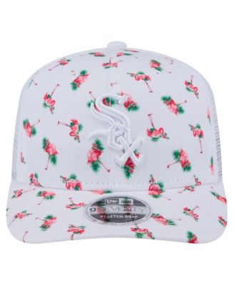 Мужская белая кепка Chicago White Sox Flamingo с сетчатой спинкой 9SEVENTY Стрейч-на кнопках New Era