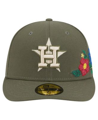Мужская приталенная шляпа New Era оливкового цвета Houston Astros в тон с цветочным узором, 59 фунтов