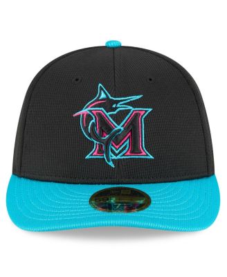Мужская черная / бирюзовая кепка New Era Miami Marlins 2025 City Connect для тренировок по бейсболке с низким профилем, 59-Футовая приталенная шляпа