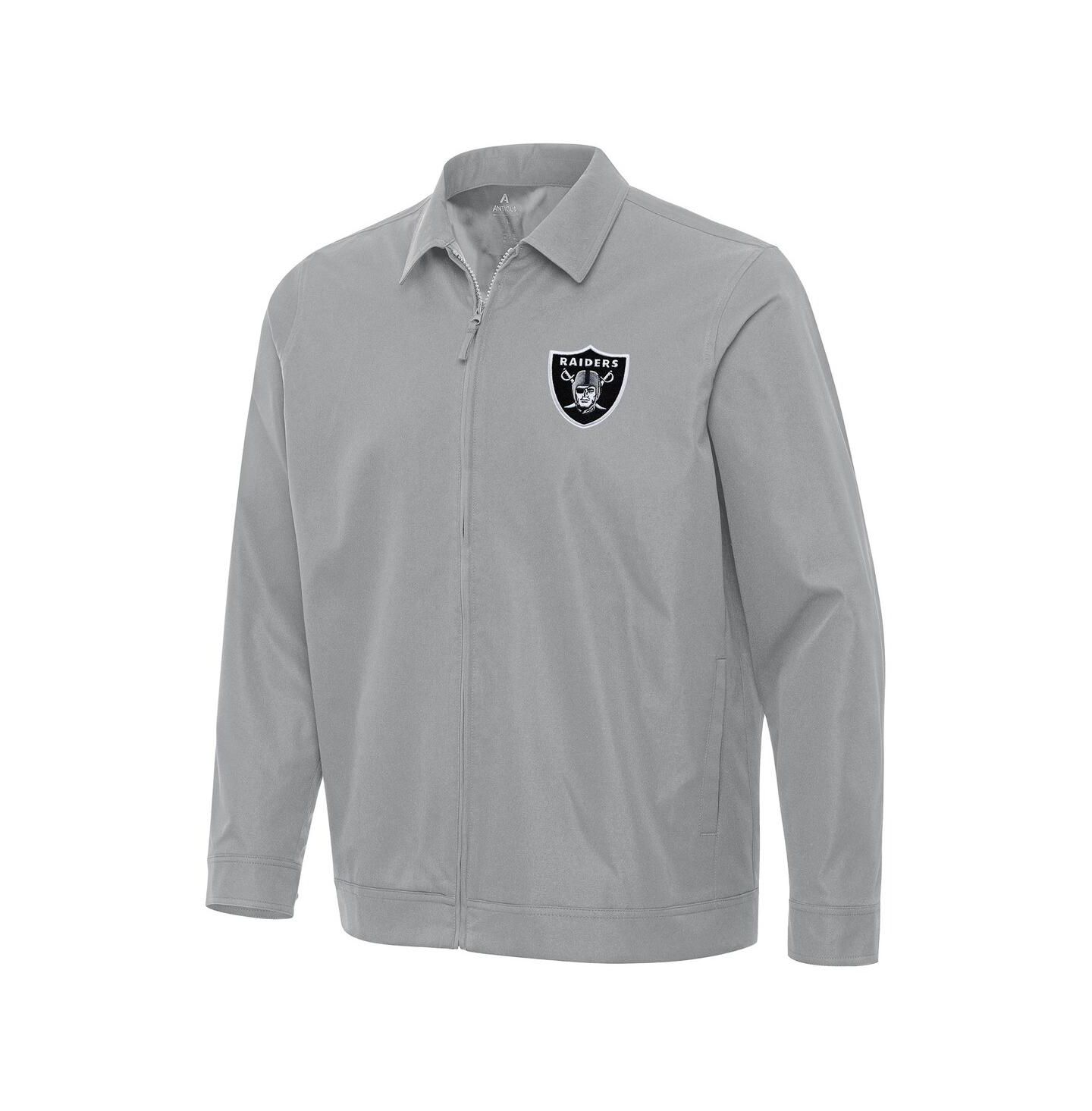 Мужская куртка Antigua Gray Las Vegas Raiders Pivot Full-Zip — фото 1