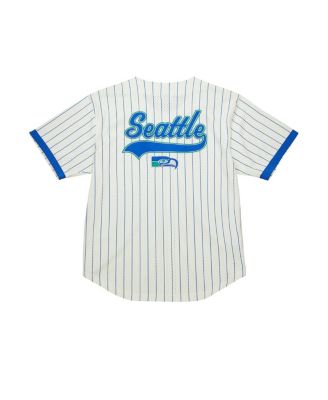 Men's Cream Seattle Seahawks Vintage Logo Final Seconds Full-Button Mesh Top