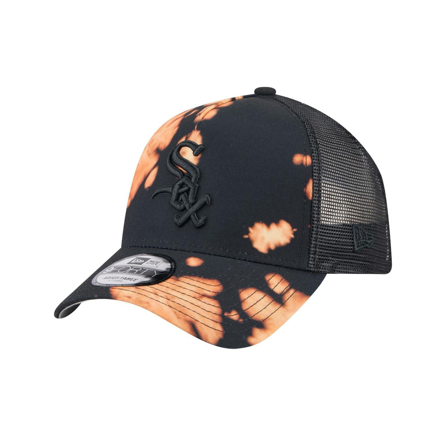 Men's Black Chicago White Sox Bleached A-Frame 9FORTY Adjustable Hat