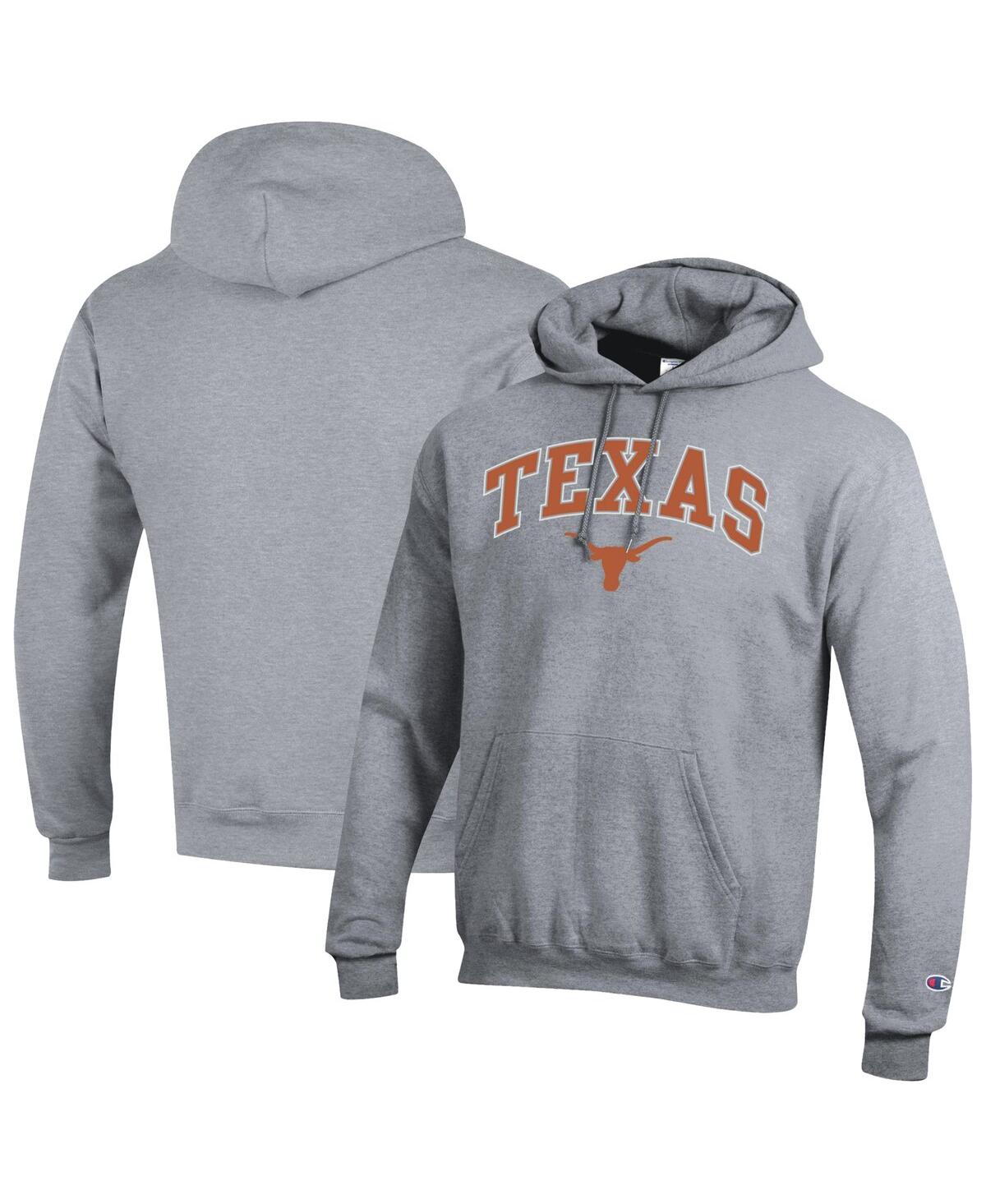 Men's Heather Gray Texas Longhorns Arch Over Logo Pullover Hoodie - Heather Gray
