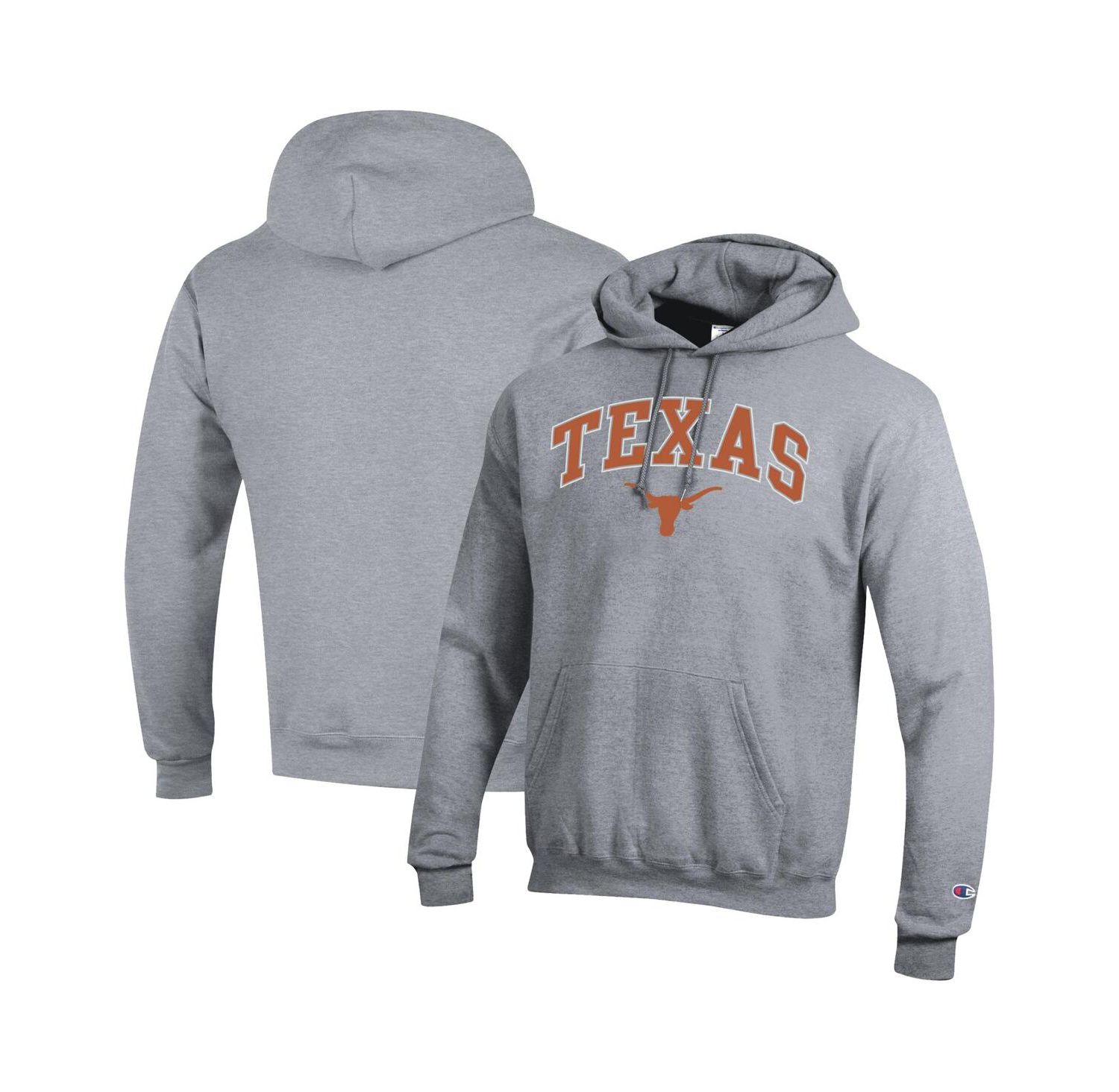 Men's Heather Gray Texas Longhorns Arch Over Logo Pullover Hoodie