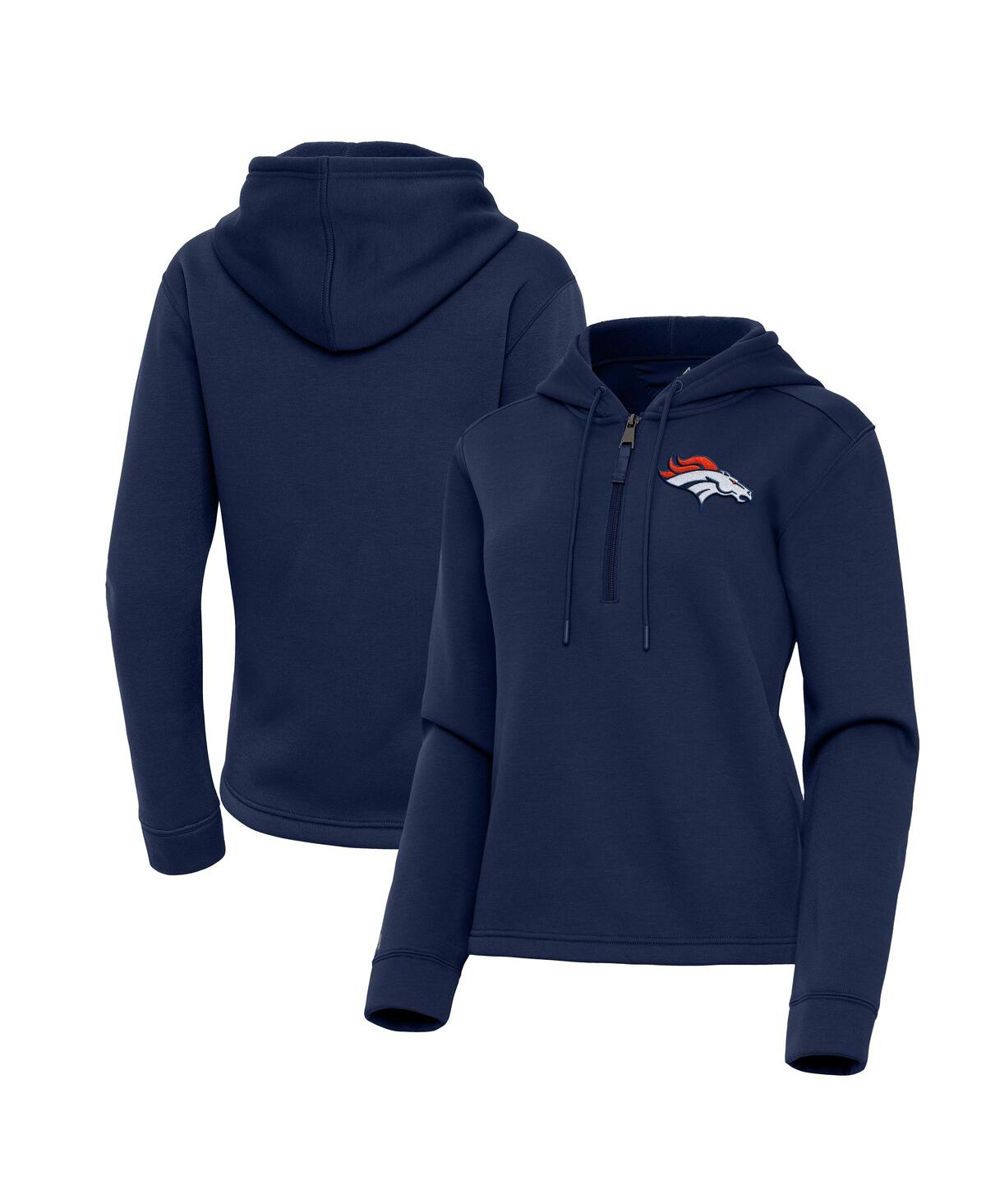 Women's Navy Denver Broncos Contemporary Quarter-Zip Hoodie - Navy