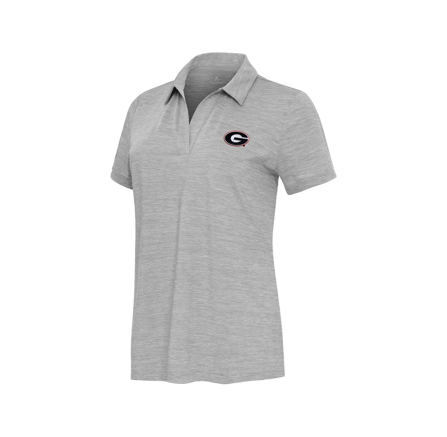 Women's Heather Gray Georgia Bulldogs Layout V-Neck Polo Shirt