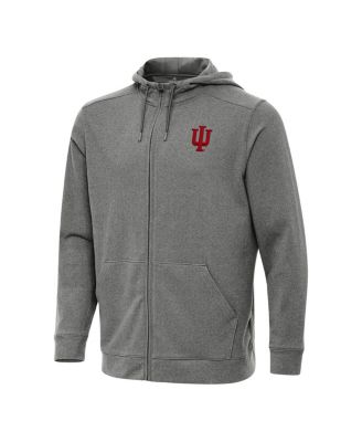 Легкая мужская толстовка с капюшоном на молнии Antigua Heather Black Indiana Hoosiers