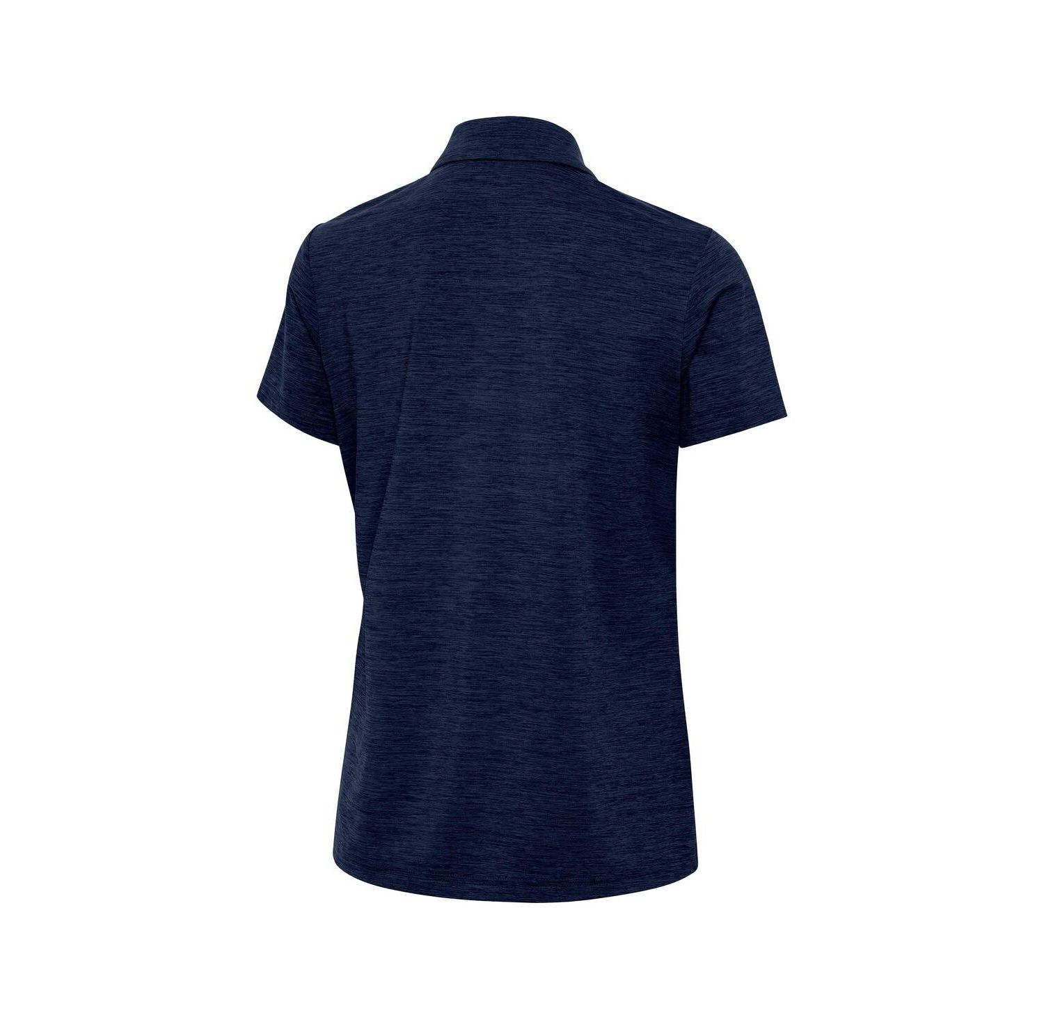 Women's Heather Navy Michigan Wolverines Layout V-Neck Polo Shirt