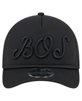 Мужская черная бейсболка дальнобойщика New Era Boston Red Sox City Initial 9FORTY с А-образной оправой и регулируемой М-образной головкой.