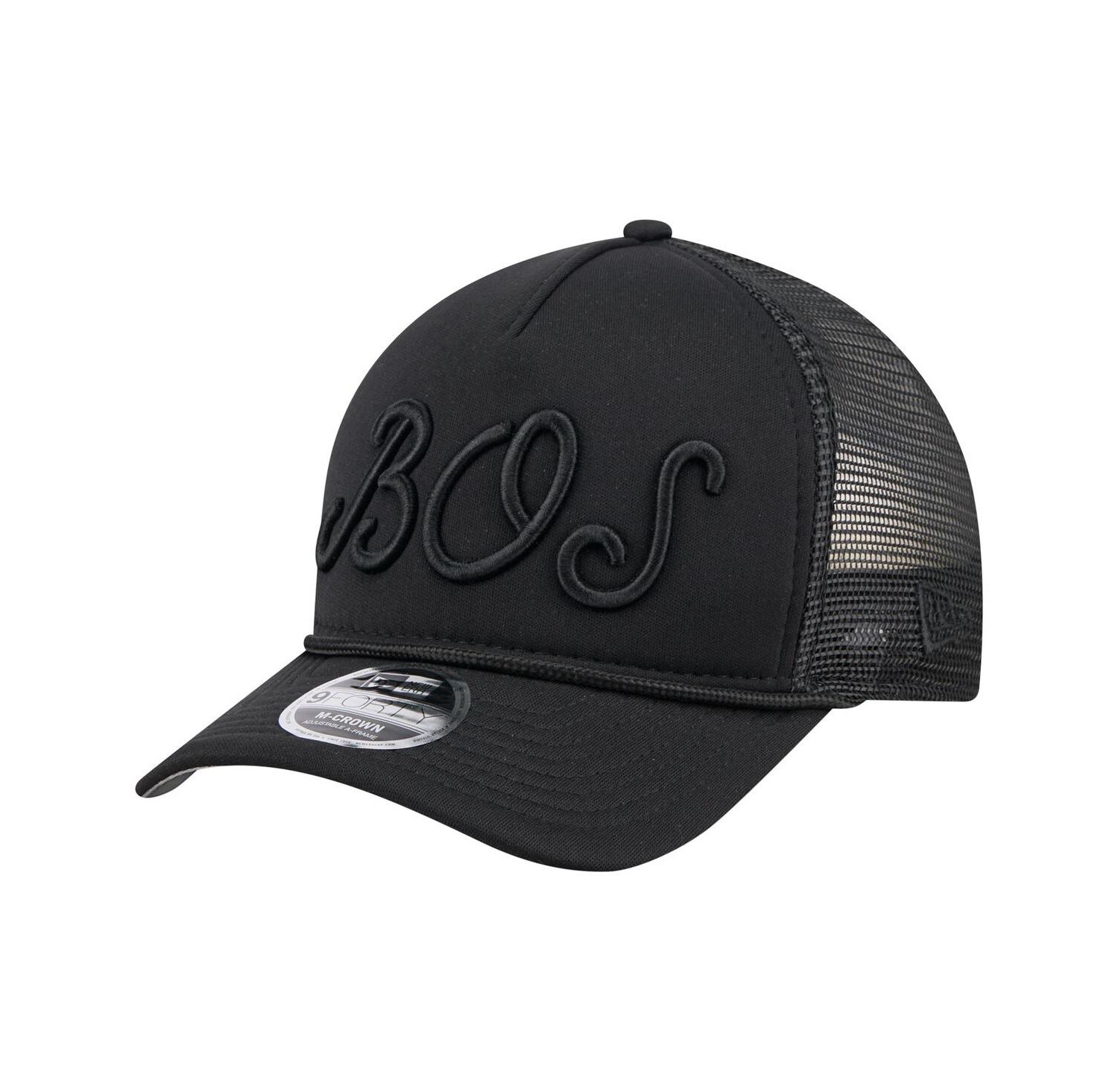 Men's Black Boston Red Sox City Initial 9FORTY A-Frame M-Crown Adjustable Trucker Hat