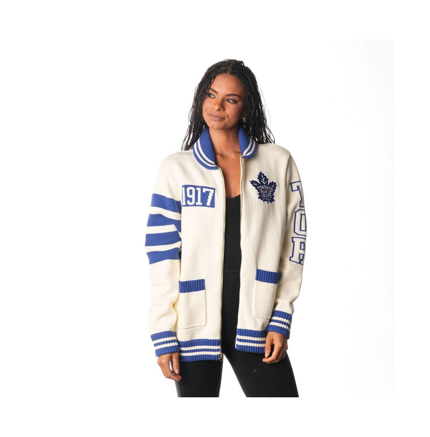 Мужской свитер The Wild Collective and Cream Toronto Maple Leaf's Jacquard Full-Zip — фото 3