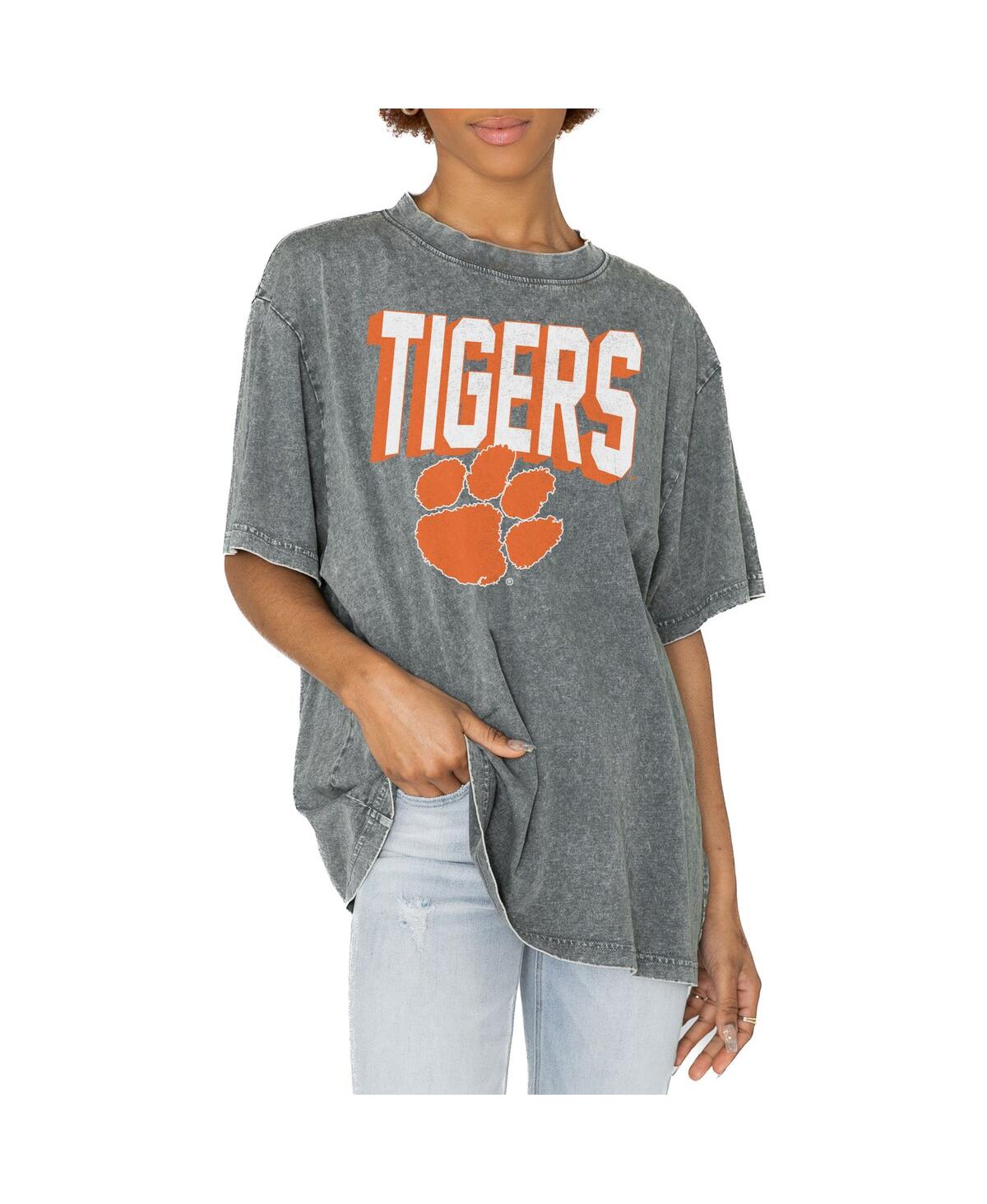 Women's Gray Clemson Tigers Solid Defense Oversized T-Shirt - Gray