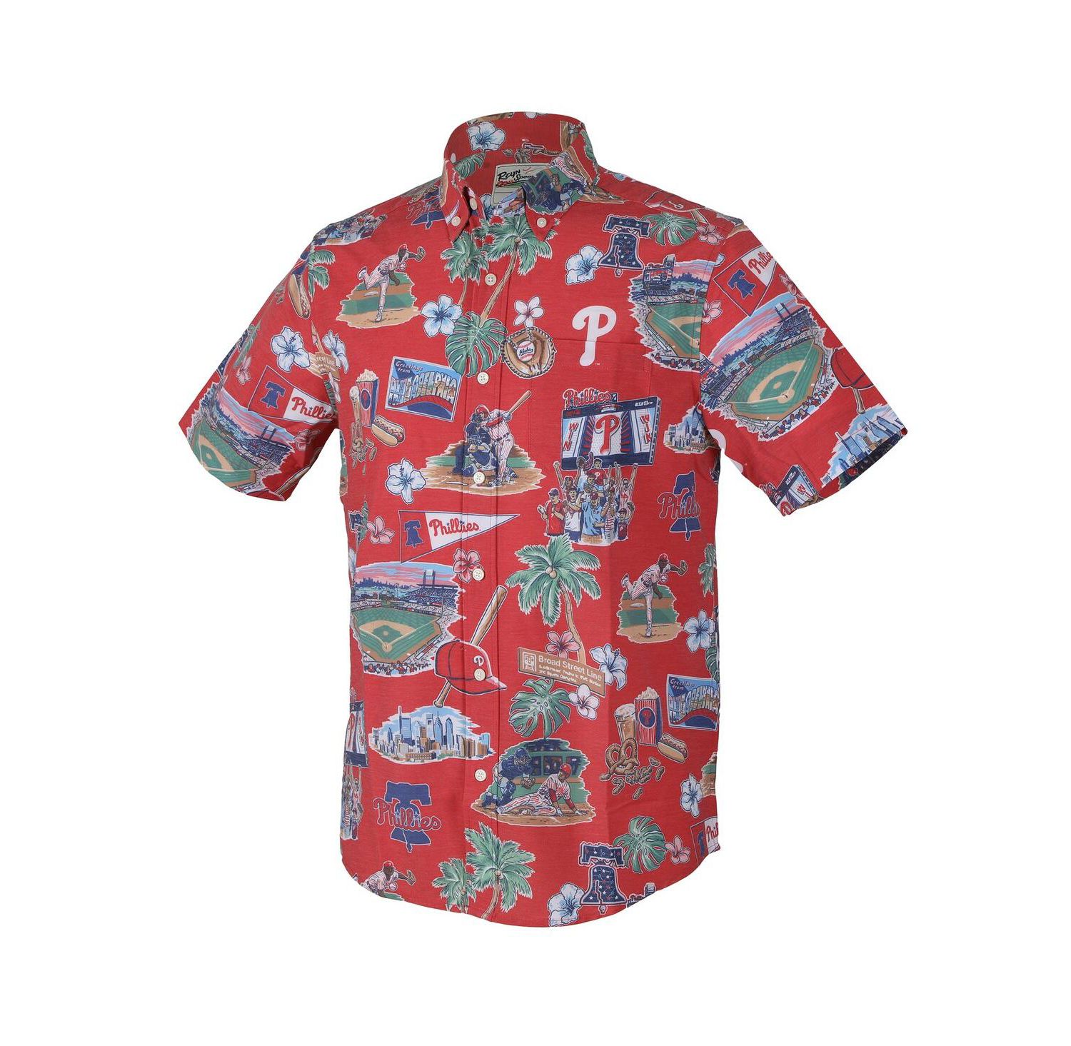 Men's Red Philadelphia Phillies Scenic Tri-Blend Button-Down Shirt