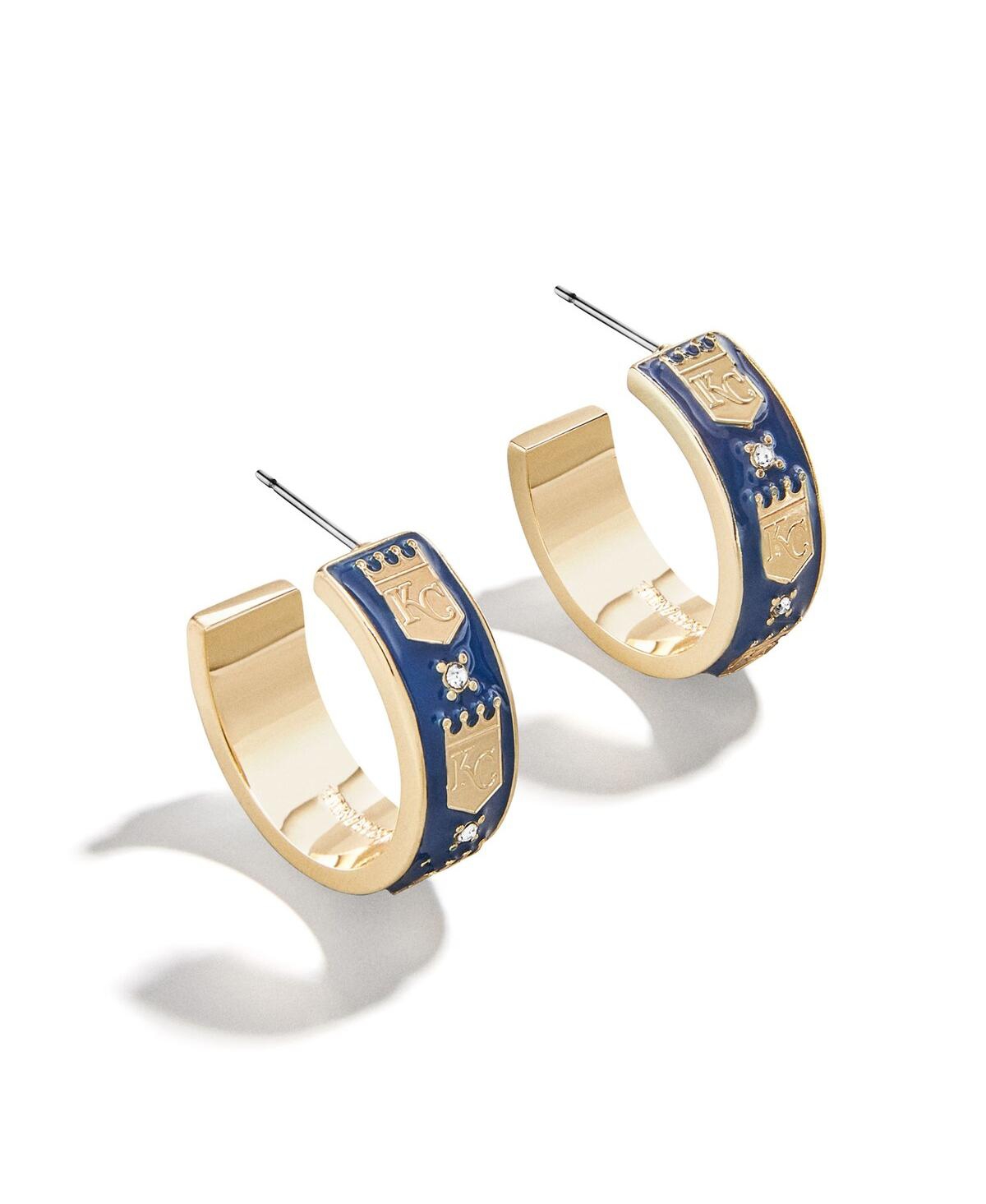 x Bauble Bar Kansas City Royals Enamel Hoop Earrings - Gold, Blue