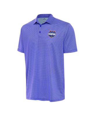 Мужская футболка поло Antigua Royal Florida Gators 2025 NCAA для мужчин с кольцами национальных чемпионов по баскетболу
