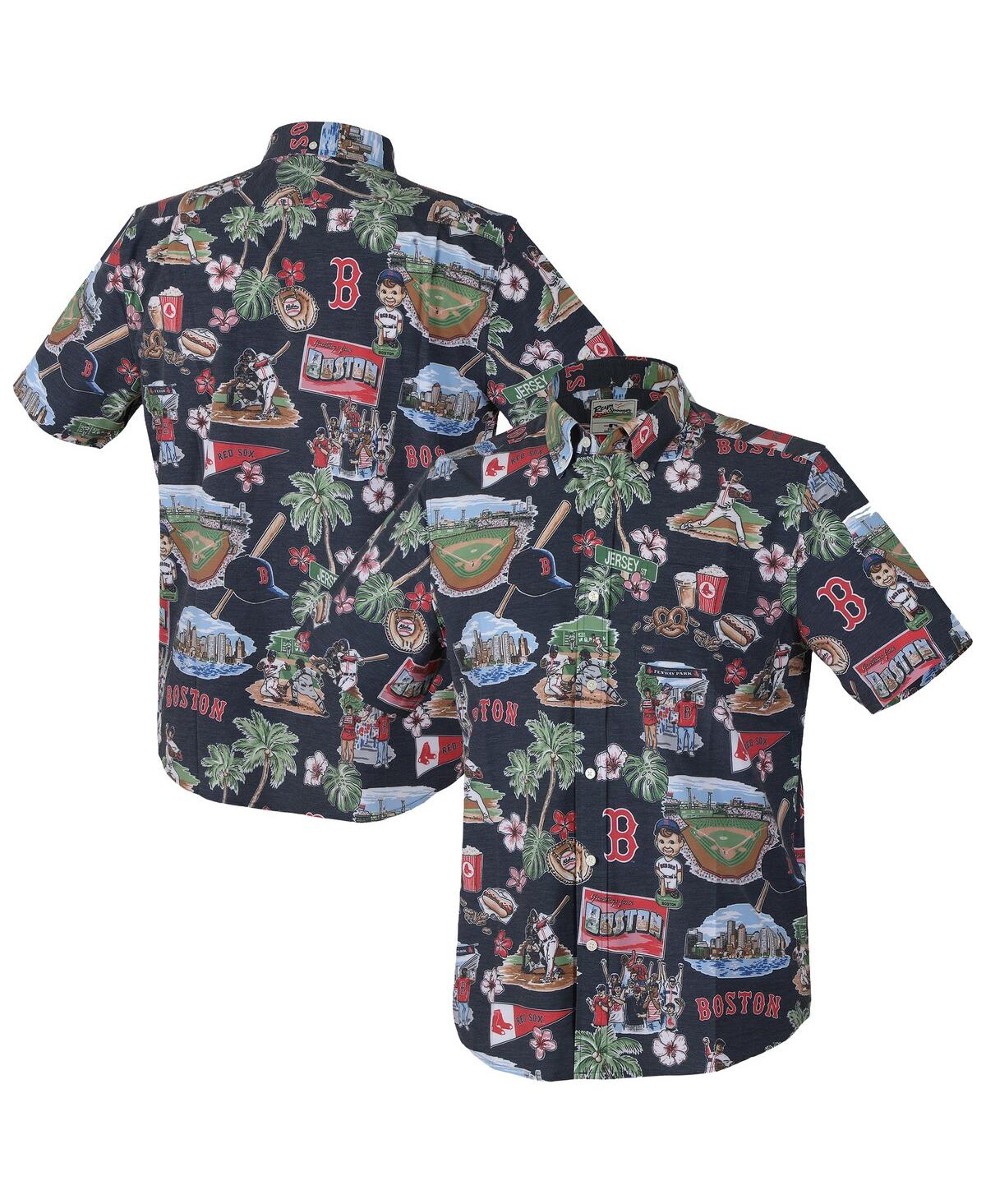 Men's Navy Boston Red Sox Scenic Tri-Blend Button-Down Shirt - Navy